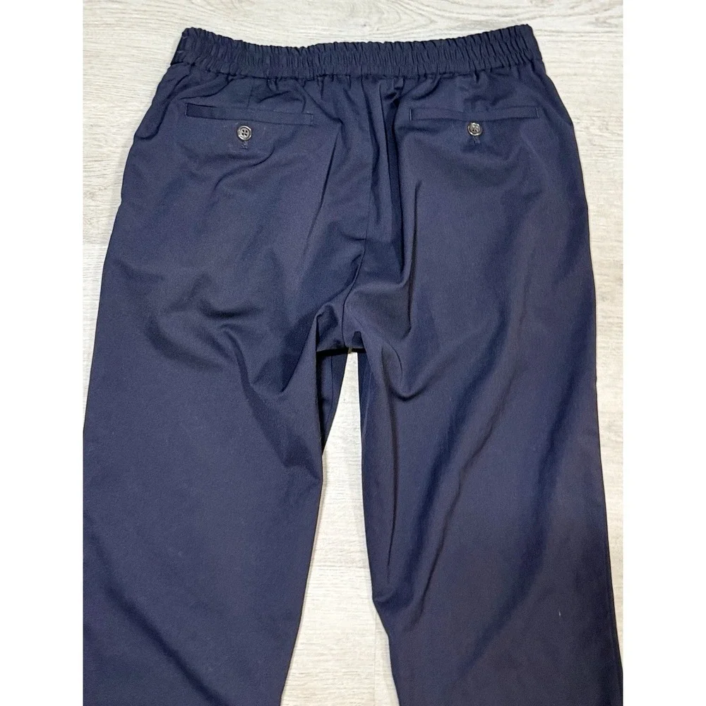 Polo Ralph Lauren Pleated Stretch Twill Trousers Mens 32x33 Navy Blue Drawstring